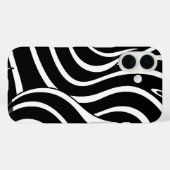 iPhone Case mit schwarz-weiß gebogenen Linien (Rückseite (Horizontal))