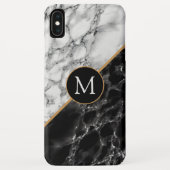 iPhone Case mit schwarzem und weißem Marmor hinzuf (Rückseite)