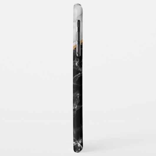 iPhone Case mit schwarzem und weißem Marmor hinzuf (Hinten/Links)
