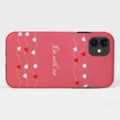 iPhone Case mit weißem Herz-Monogramm (Rückseite (Horizontal))