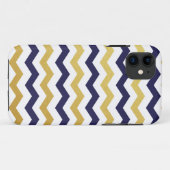 iPhone Case mit Zickzack Muster aus Gold und Navy  (Rückseite (Horizontal))
