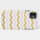 iPhone Case mit Zickzack Muster in Gold und Rosa (Rückseite (Horizontal))