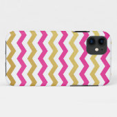 iPhone Case mit Zickzack Muster in Gold und Rosa (Rückseite (Horizontal))
