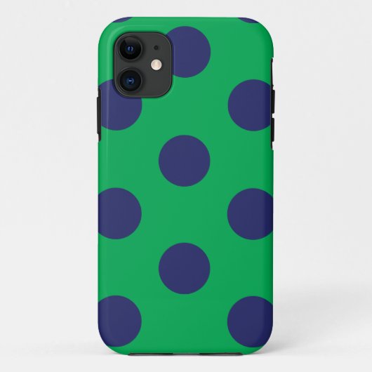 iPhone Case Polka Dot Green & Navy Blue (Rückseite)