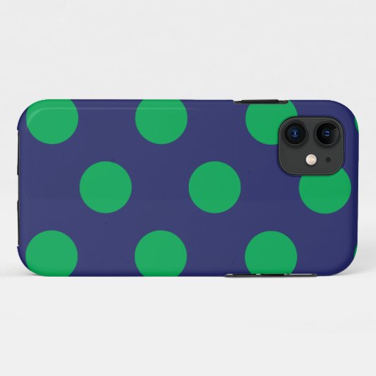 iPhone Case Polka Dot Navy Blue & Green (Rückseite (Horizontal))