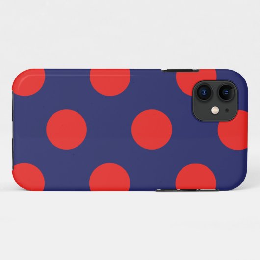 iPhone Case Polka Dot Navy Blue & Red (Rückseite (Horizontal))
