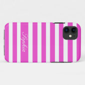 iPhone Case rosa Streifen personalisiert (Rückseite (Horizontal))