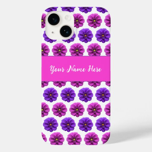 iPhone Case - Rosa und violette Blumen (Rückseite)