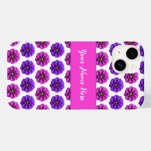 iPhone Case - Rosa und violette Blumen (Rückseite (Horizontal))