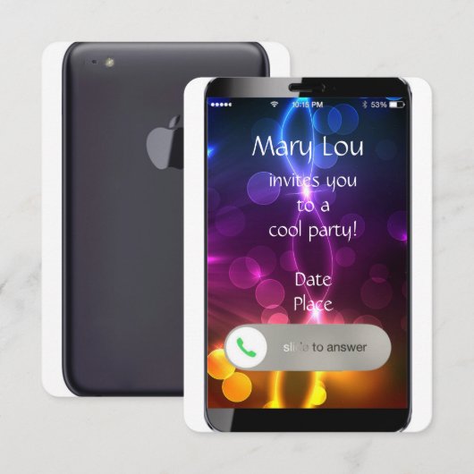 iPhone-Einladung mit benutzerdefiniertem Hintergru Einladung (Vorne/Hinten)