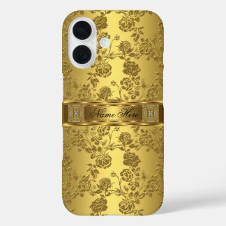 iPhone Elegant Classy Imitats Gold Damask Floral 16 Hülle