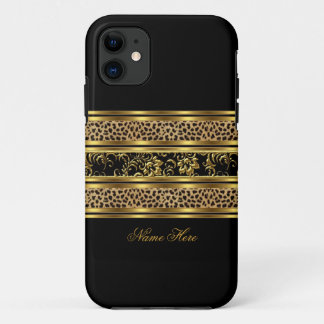 iPhone Elegant Klasse Gold Black Leopard Floral Case-Mate iPhone Hülle