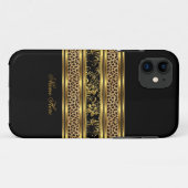 iPhone Elegant Klasse Gold Black Leopard Floral Case-Mate iPhone Hülle (Rückseite (Horizontal))