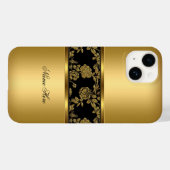 iPhone Elegant Klasse Gold Schwarze Blüte Case-Mate iPhone Hülle (Rückseite (Horizontal))