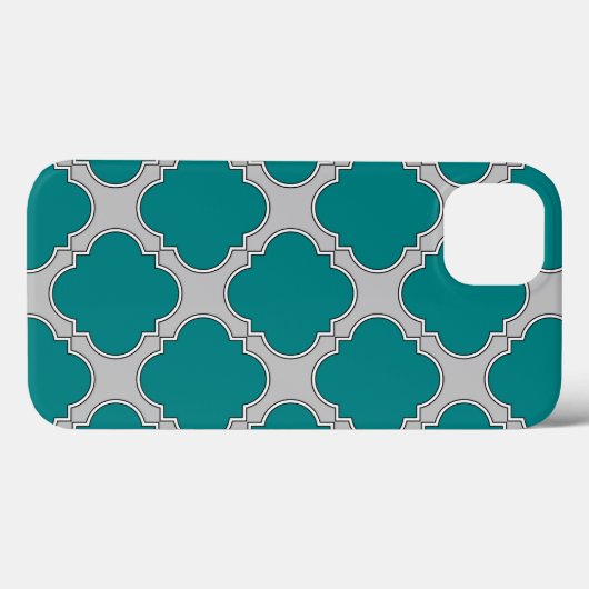 iPhone-Fall mit Quatrefolie aquamarin und grau Cas Case-Mate iPhone Hülle (Rückseite (Horizontal))