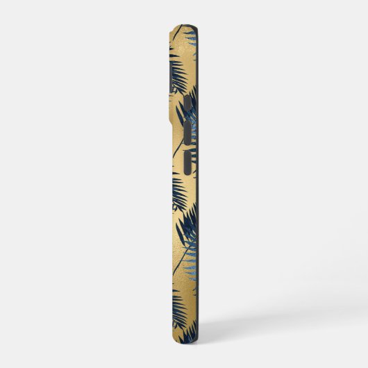 iPhone Gold Blue Palm Leaf Phone Case iPhone 16 Hülle (Linke Seite)