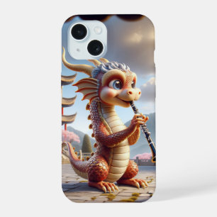 iPhone-Hülle mit Drache, der Klarinette spielt iPhone 15 Hülle
