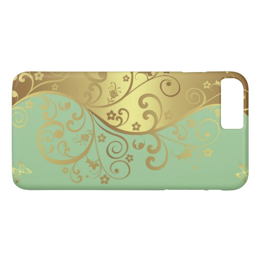 iPhone Hülle--Seafoam u. GoldWirbel Case-Mate iPhone Hülle (Rückseite (Horizontal))
