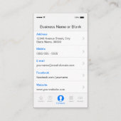 iPhone iOS Style - Einfach in Schwarz und Weiß Visitenkarte (Rückseite)