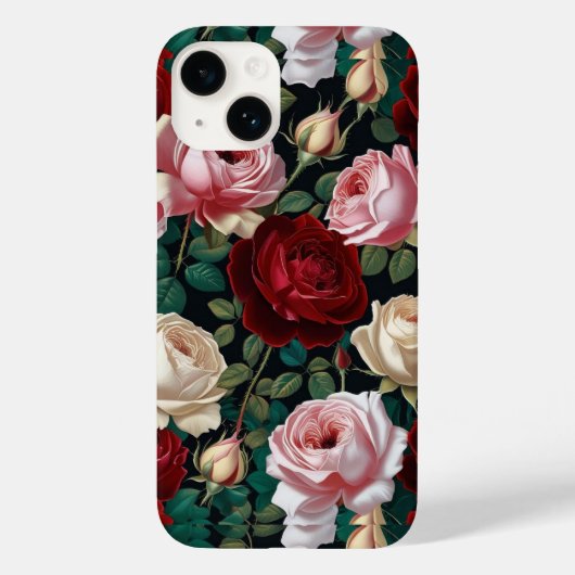 iPhone / iPad case red-white &pink roses (Rückseite)