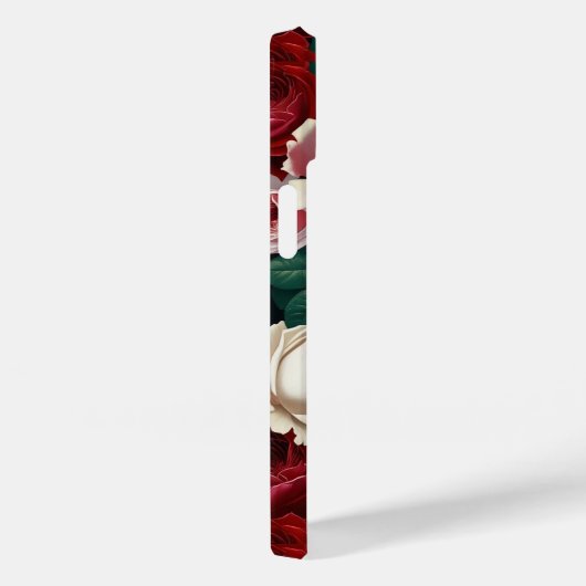 iPhone / iPad case red-white &pink roses (Rückseite / Rechts)