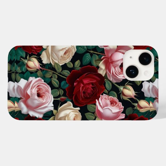 iPhone / iPad case red-white &pink roses (Rückseite (Horizontal))
