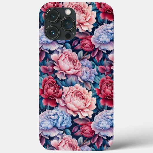 iPhone-/iPad-Gehäuse mit blauen und rosa Blume Case-Mate iPhone Hülle (Rückseite)