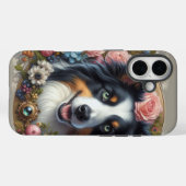 iPhone / iPad-Hülle Border Collie mit rosa Rose Case-Mate iPhone Hülle (Rückseite (Horizontal))