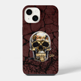 iPhone Schwarz & Gold Totenkopf Grunge Hülle iPhone 14 Hülle