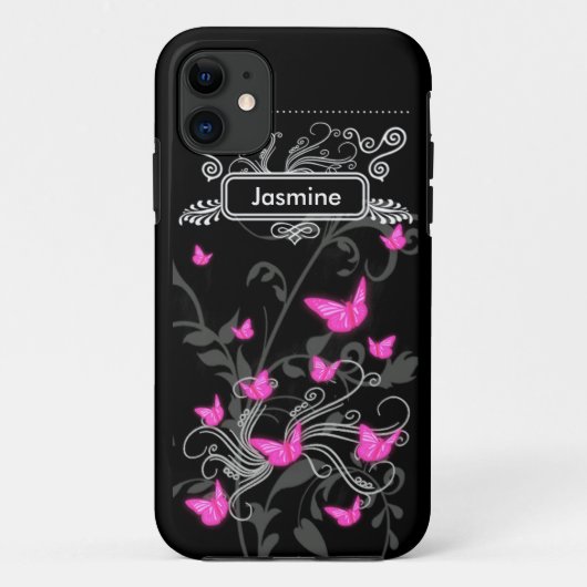iPhone SE + iPhone 5/5S Case Pink Butterflies (Rückseite)