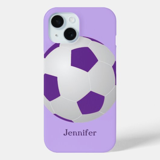 iPhone Soccer, Lila Personalisierter Name Case-Mate iPhone Hülle (Rückseite)