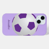 iPhone Soccer, Lila Personalisierter Name Case-Mate iPhone Hülle (Rückseite (Horizontal))