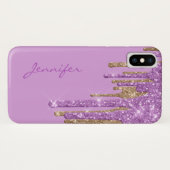 iPhone X-Fall für Violet und Gold Glitzer Tropfen Case-Mate iPhone Hülle (Rückseite (Horizontal))