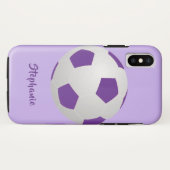 iPhone X Fall, Fußball-Ball, lila, personalisiert Case-Mate iPhone Hülle (Rückseite (Horizontal))