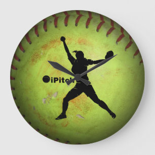 iPitch Fastpitch Softball Große Wanduhr