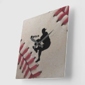 iPitch Player Silhouette im Hintergrund Quadratische Wanduhr (Winkel)