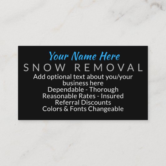 iPlow. Schneeräumung-Schnee, der Visitenkarte (Rückseite)
