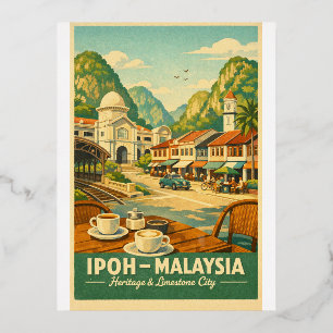 Ipoh City, Malaysia Retro-Reise Folien Feiertagspostkarte