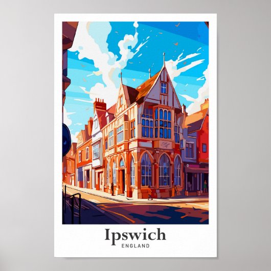 Ipswich England Vintage Travel Illustration Poster (Vorne)
