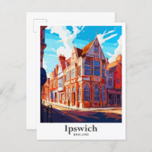 Ipswich England Vintage Travel Illustration