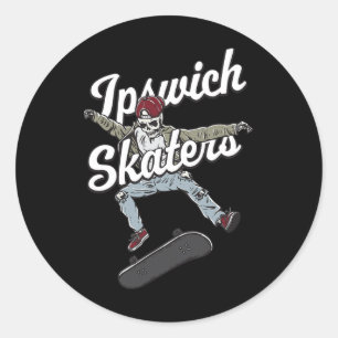 Ipswich Skater Skateboardfahren Lustiges Skateboar Runder Aufkleber