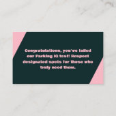 IQ-Test für fehlerhafte Parkplätze Visitenkarte (Rückseite)