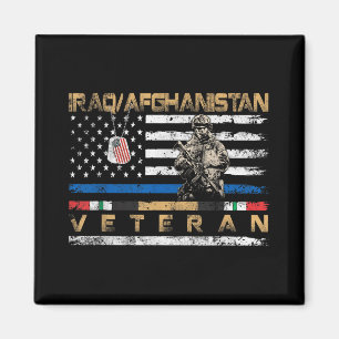 Irak Afghanistan Veteran Vintage Flagge Patriotic  Magnet