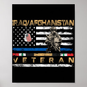 Irak Afghanistan Veteran Vintage Flagge Patriotic Poster