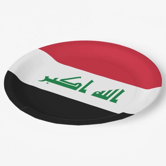 Irak-Flagge Pappteller (Schrägansicht)