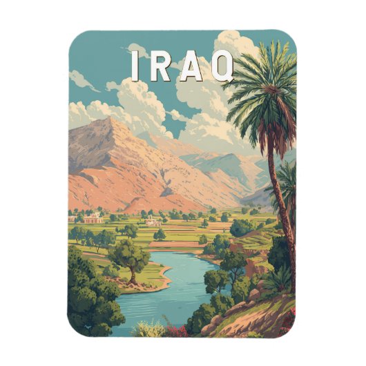Irak Illustration Reise Kunst Vintage Magnet (Vertikal)
