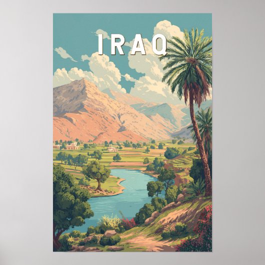Irak Illustration Reise Kunst Vintage Poster (Vorne)