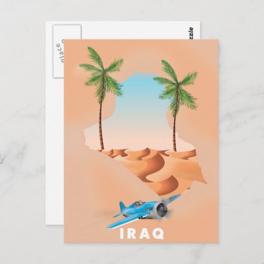 Irak Illustriertes Reiseplakat. Postkarte (Vorne/Hinten)