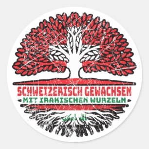 Irak Irakisch Schweiz Baum Wurzel Runder Aufkleber