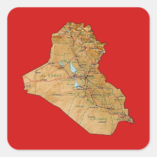Irak-Karten-Aufkleber Quadratischer Aufkleber